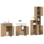 vidaXL Set mobilier de baie, 4 piese, stejar artizanal, lemn prelucrat