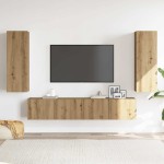 vidaXL Dulapuri TV montate pe perete 4 buc. stejar artizanal lemn