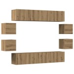 vidaXL Set dulap TV 8 piese montat pe perete Stejar artizanal vidaXL Set dulap TV 8 piese montat pe perete Stejar artizanal