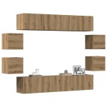 vidaXL Set dulap TV 8 piese montat pe perete Stejar artizanal vidaXL Set dulap TV 8 piese montat pe perete Stejar artizanal