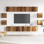 vidaXL Set dulap TV 8 piese montat pe perete lemn vechi lemn prelucrat vidaXL Set dulap TV 8 piese montat pe perete lemn vechi lemn prelucrat