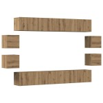 vidaXL Set dulap TV 8 piese montat pe perete Stejar artizanal vidaXL Set dulap TV 8 piese montat pe perete Stejar artizanal