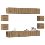 vidaXL Set dulap TV 8 piese montat pe perete Stejar artizanal vidaXL Set dulap TV 8 piese montat pe perete Stejar artizanal