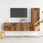vidaXL Dulapuri TV montate pe perete 3 buc Lemn vechi lemn prelucrat