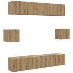 vidaXL Set dulap TV 6 piese montat pe perete Stejar artizanal vidaXL Set dulap TV 6 piese montat pe perete Stejar artizanal