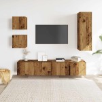 vidaXL Set dulap TV 5 piese montat pe perete lemn vechi lemn prelucrat vidaXL Set dulap TV 5 piese montat pe perete lemn vechi lemn prelucrat