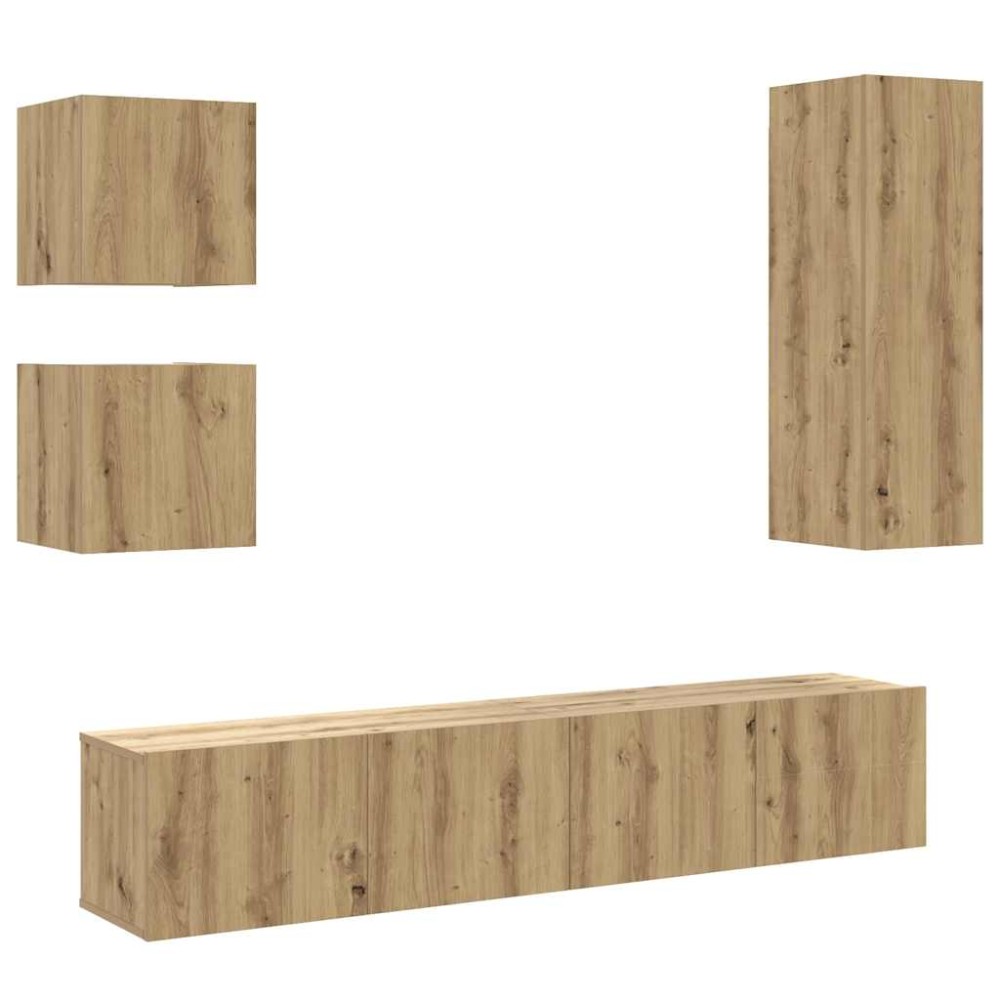 vidaXL Set dulap TV 5 piese montat pe perete Stejar artizanal