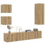 vidaXL Set dulap TV 5 piese montat pe perete Stejar artizanal vidaXL Set dulap TV 5 piese montat pe perete Stejar artizanal