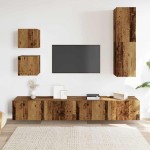 vidaXL Set dulap TV 5 piese montat pe perete lemn vechi lemn prelucrat