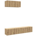 vidaXL Set dulap TV 3 piese montat pe perete Stejar artizanal vidaXL Set dulap TV 3 piese montat pe perete Stejar artizanal