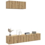 vidaXL Set dulap TV 3 piese montat pe perete Stejar artizanal vidaXL Set dulap TV 3 piese montat pe perete Stejar artizanal