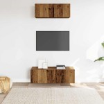 vidaXL Set dulap TV 2 piese montat pe perete lemn vechi lemn prelucrat vidaXL Set dulap TV 2 piese montat pe perete lemn vechi lemn prelucrat