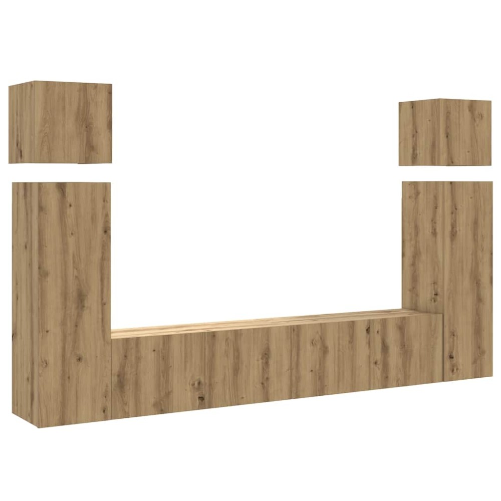 vidaXL Set dulap TV 8 piese montat pe perete Stejar artizanal