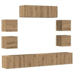 vidaXL Set dulap TV 7 piese montat pe perete Stejar artizanal vidaXL Set dulap TV 7 piese montat pe perete Stejar artizanal