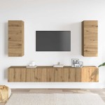 vidaXL Set dulap TV 4 piese montat pe perete Stejar artizanal