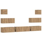 vidaXL Set dulap TV 7 piese montat pe perete Stejar artizanal vidaXL Set dulap TV 7 piese montat pe perete Stejar artizanal