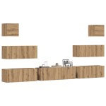 vidaXL Set dulap TV 7 piese montat pe perete Stejar artizanal vidaXL Set dulap TV 7 piese montat pe perete Stejar artizanal