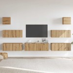 vidaXL Set dulap TV 7 piese montat pe perete Stejar artizanal vidaXL Set dulap TV 7 piese montat pe perete Stejar artizanal