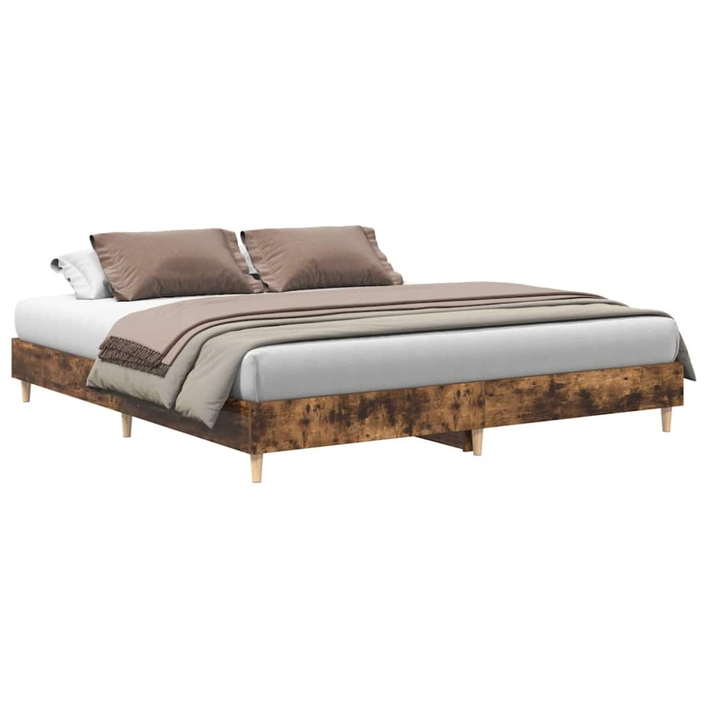 vidaXL Cadru de pat fără saltea Stejar afumat 160x200cm Lemn prelucrat