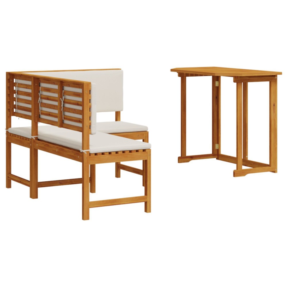 vidaXL Set mobilier de grădină cu perne, 2 piese, lemn masiv de acacia