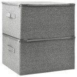 vidaXL Cutii de depozitare 2 buc. gri 43x34x23 cm material textil