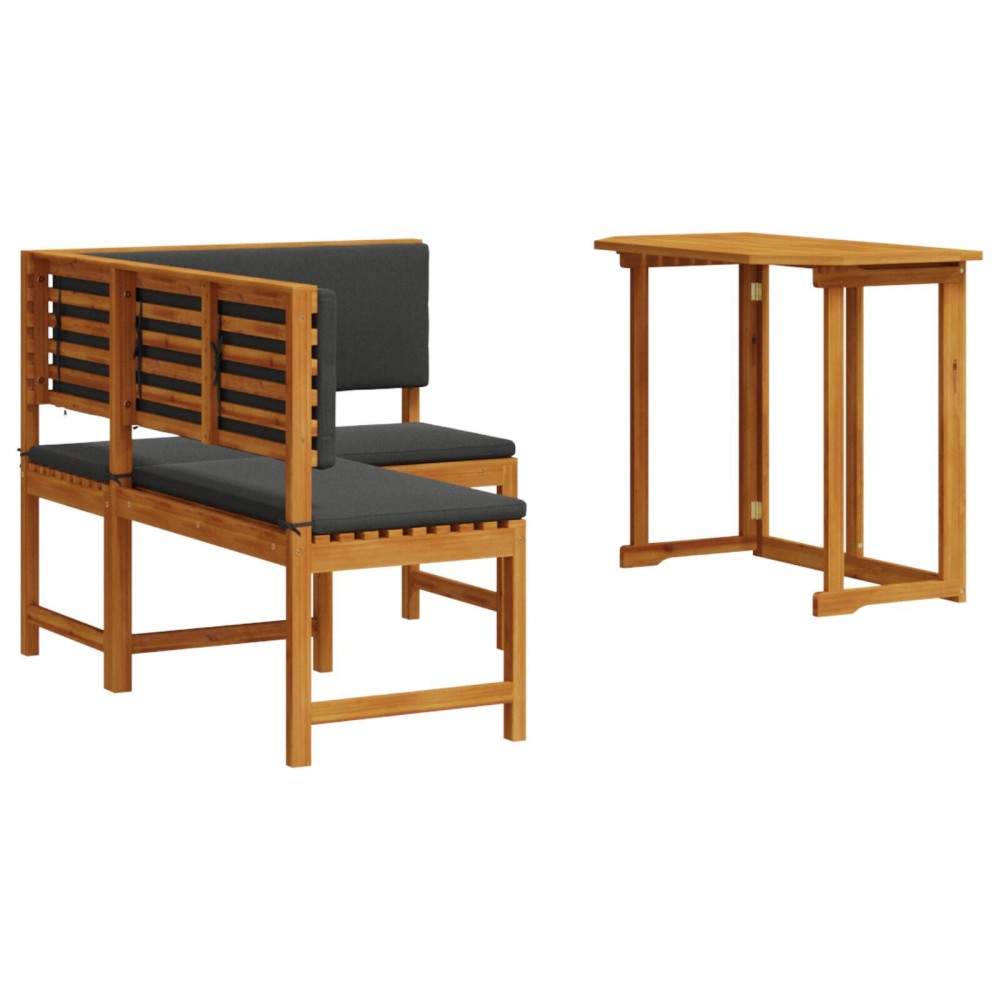 vidaXL Set mobilier de grădină cu perne, 2 piese, lemn masiv de acacia