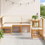 vidaXL Set mobilier de grădină cu perne, 4 piese, lemn masiv de acacia vidaXL Set mobilier de grădină cu perne, 4 piese, lemn masiv de acacia