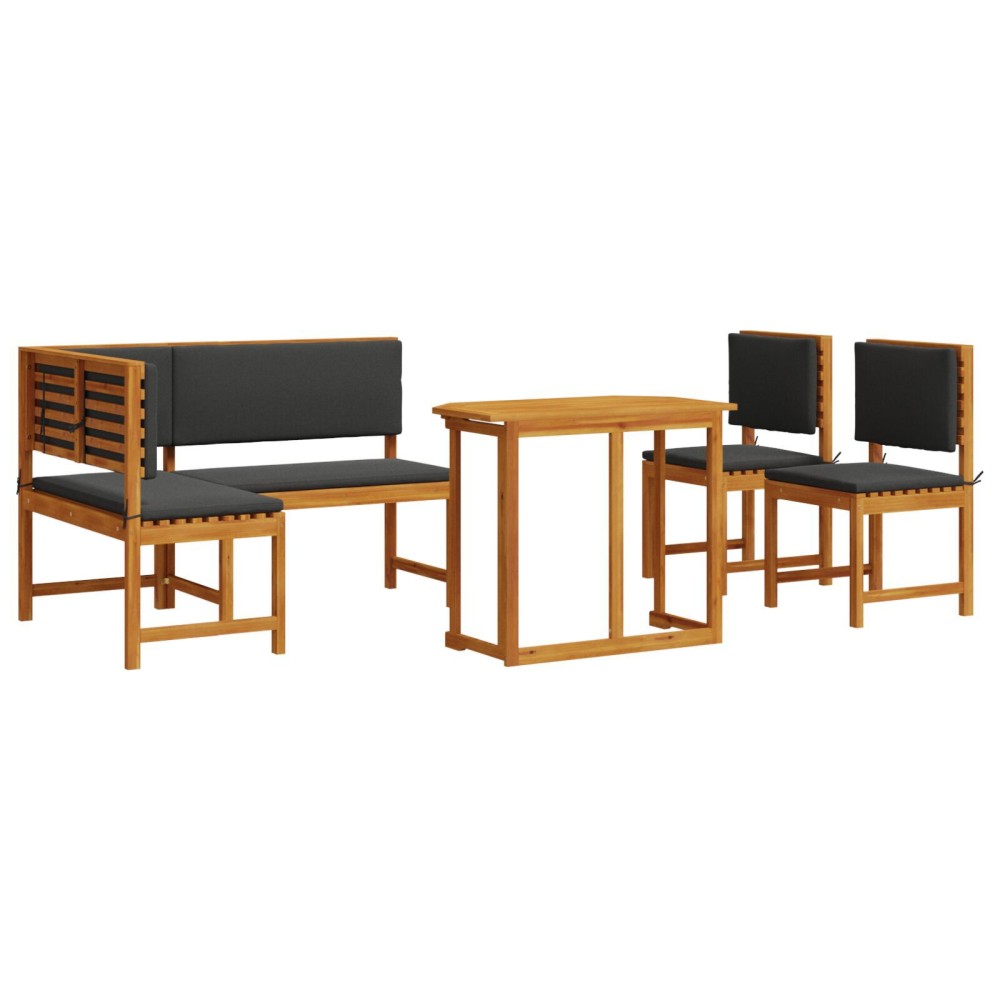 vidaXL Set mobilier de grădină cu perne, 4 piese, lemn masiv de acacia