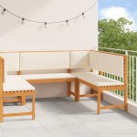 vidaXL Set bancă de grădină cu perne, 5 piese, lemn masiv de acacia