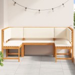 vidaXL Set bancă de grădină cu perne, 5 piese, lemn masiv de acacia