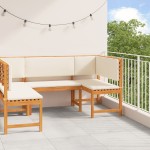 vidaXL Set bancă de grădină cu perne, 3 piese, lemn masiv de acacia vidaXL Set bancă de grădină cu perne, 3 piese, lemn masiv de acacia