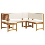 vidaXL Set bancă de grădină cu perne, 3 piese, lemn masiv de acacia vidaXL Set bancă de grădină cu perne, 3 piese, lemn masiv de acacia