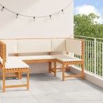 vidaXL Set bancă de grădină cu perne, 3 piese, lemn masiv de acacia vidaXL Set bancă de grădină cu perne, 3 piese, lemn masiv de acacia