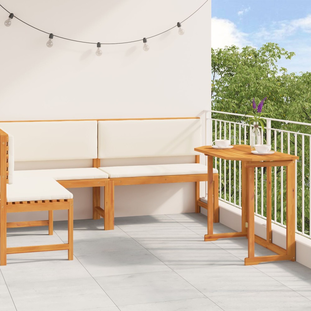 vidaXL Set bistro de grădină cu perne, 3 piese, lemn masiv de acacia