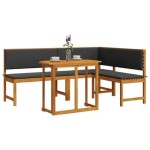 vidaXL Set bistro de grădină cu perne, 3 piese, lemn masiv de acacia vidaXL Set bistro de grădină cu perne, 3 piese, lemn masiv de acacia