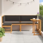 vidaXL Set bistro de grădină cu perne, 3 piese, lemn masiv de acacia vidaXL Set bistro de grădină cu perne, 3 piese, lemn masiv de acacia