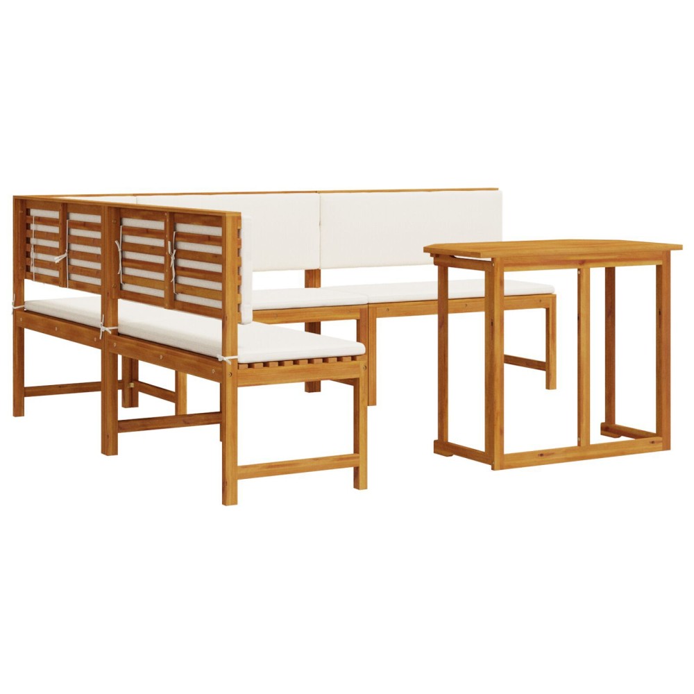 vidaXL Set mobilier de grădină cu perne, 4 piese, lemn masiv de acacia