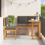 vidaXL Set mobilier de grădină cu perne, 4 piese, lemn masiv de acacia vidaXL Set mobilier de grădină cu perne, 4 piese, lemn masiv de acacia