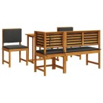 vidaXL Set mobilier de grădină cu perne, 5 piese, lemn masiv de acacia