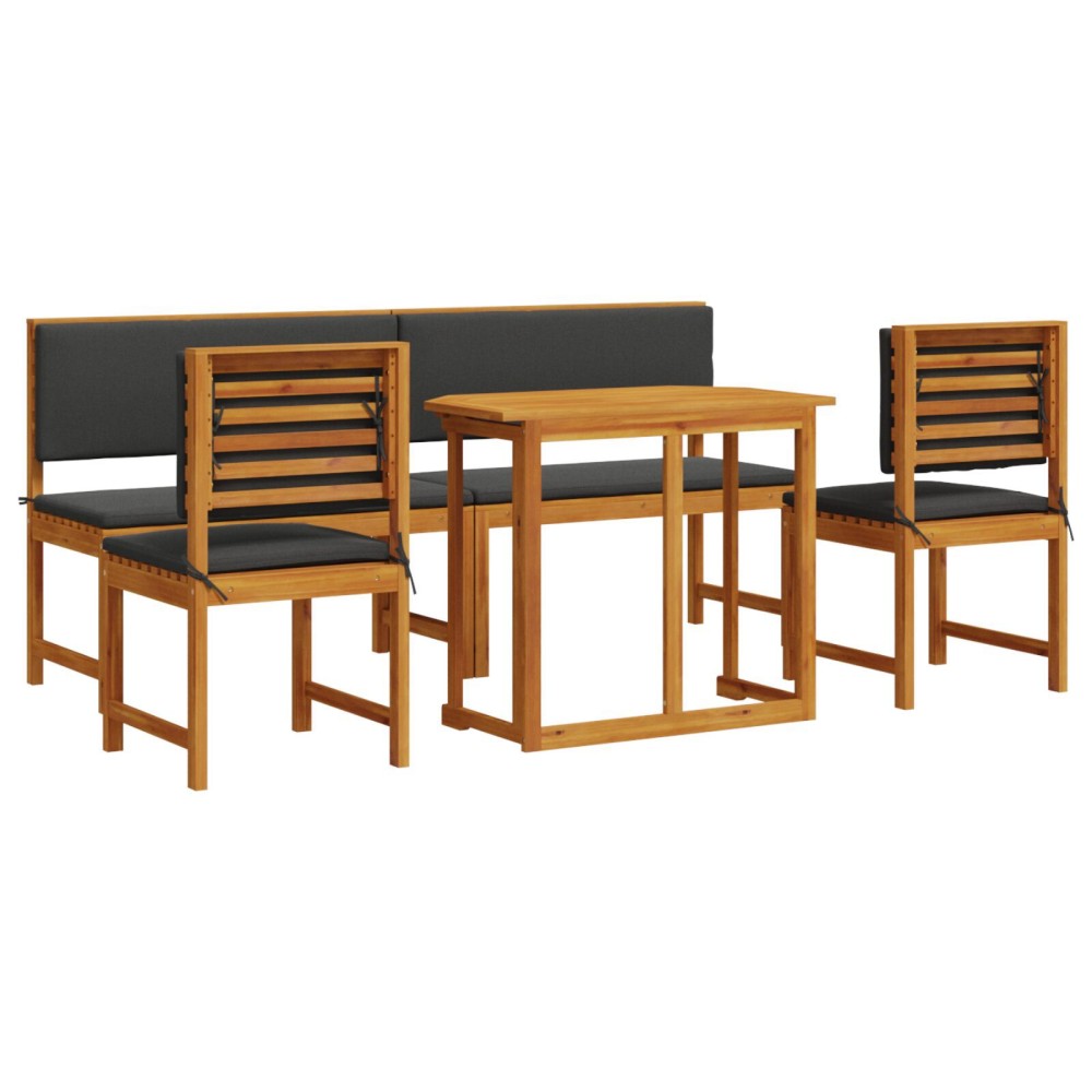 vidaXL Set mobilier de grădină cu perne, 5 piese, lemn masiv de acacia