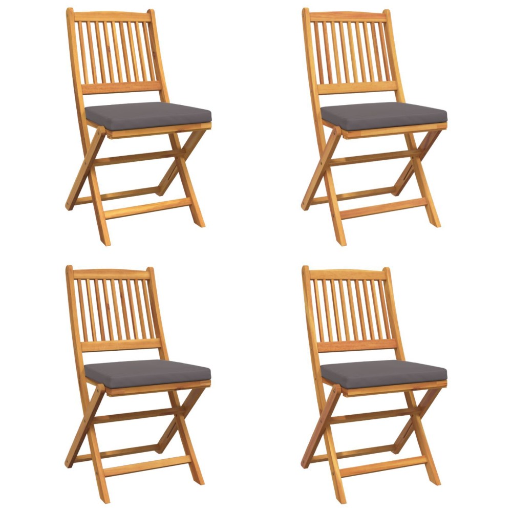 vidaXL Scaun pliant 4 pcs Gri 49 x 57.5 x 92cm Lemn masiv de acacia