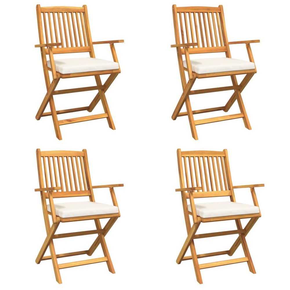 vidaXL Scaun pliant 4 pcs Alb 49 x 57.5 x 92cm Lemn masiv de acacia
