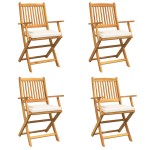 vidaXL Scaun pliant 4 pcs Alb 49 x 57.5 x 92cm Lemn masiv de acacia vidaXL Scaun pliant 4 pcs Alb 49 x 57.5 x 92cm Lemn masiv de acacia