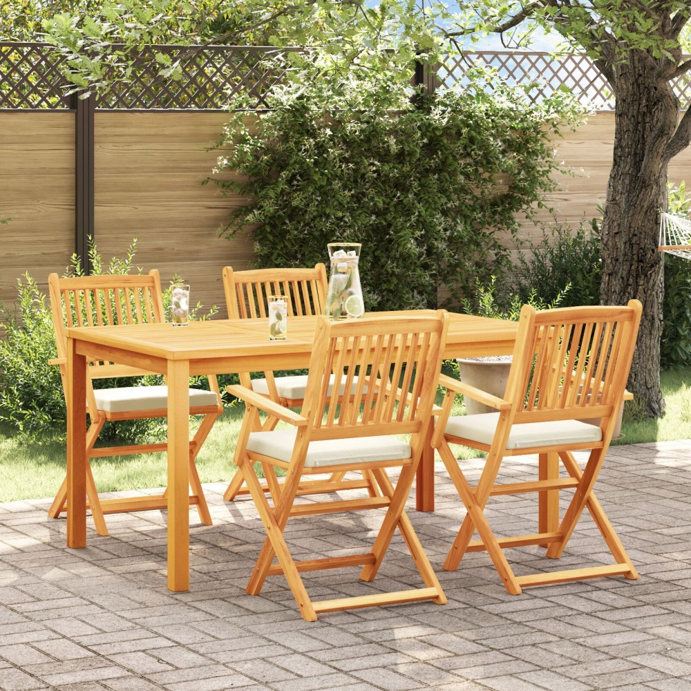 vidaXL Scaun pliant 4 pcs Alb 49 x 57.5 x 92cm Lemn masiv de acacia