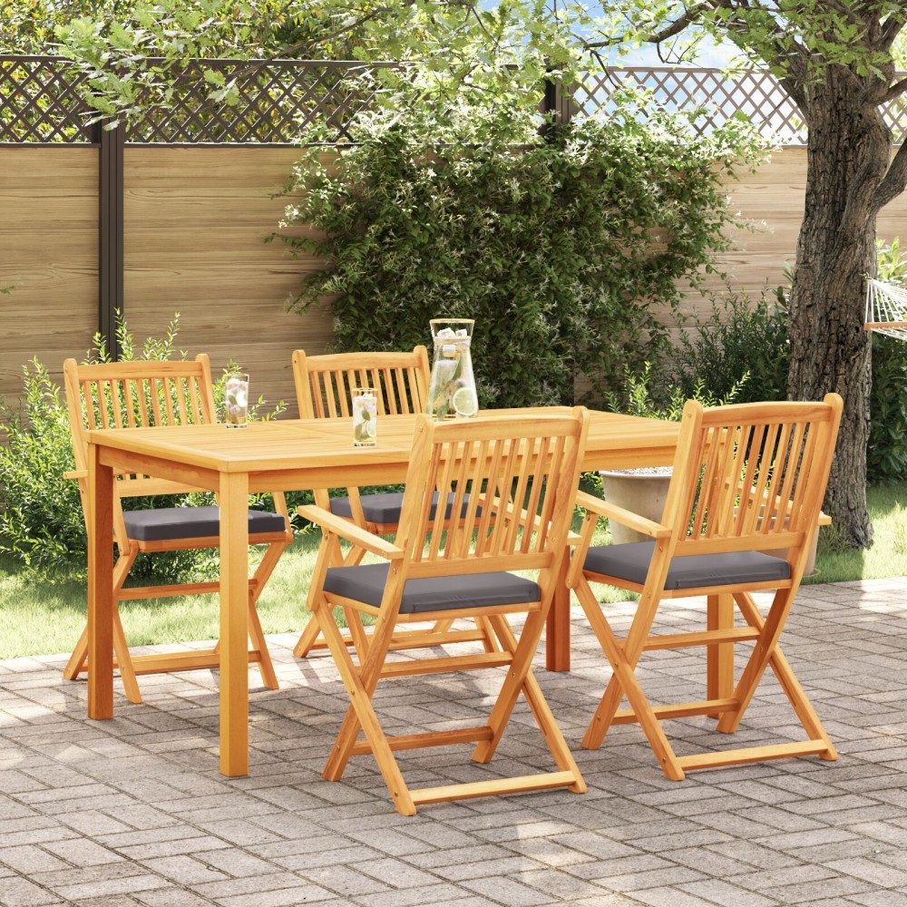vidaXL Scaun pliant 4 pcs Gri 49 x 57.5 x 92cm Lemn masiv de acacia