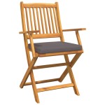 vidaXL Scaun pliant 4 pcs Gri 49 x 57.5 x 92cm Lemn masiv de acacia vidaXL Scaun pliant 4 pcs Gri 49 x 57.5 x 92cm Lemn masiv de acacia