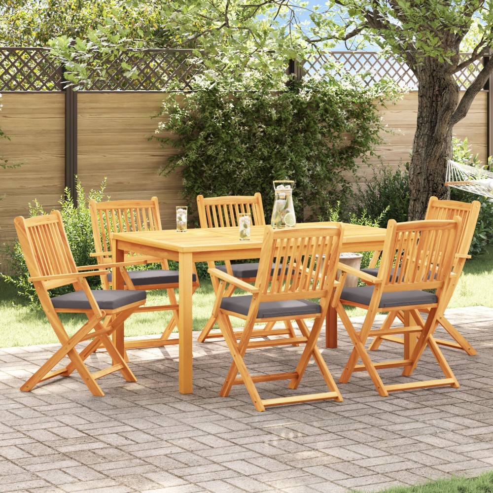 vidaXL Scaun pliant 6 pcs Gri 49 x 57.5 x 92cm Lemn masiv de acacia
