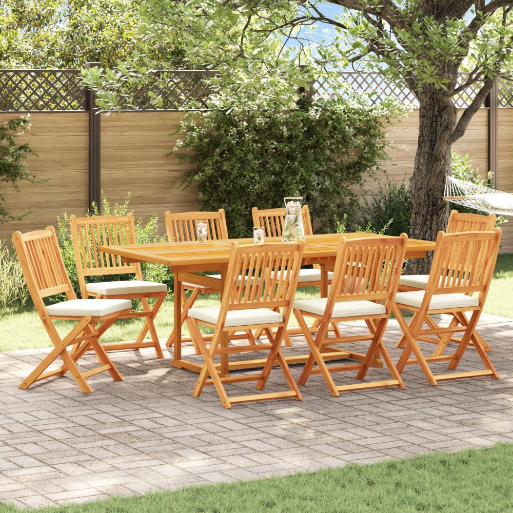 vidaXL Scaun pliant 8 pcs Alb 49 x 57.5 x 92cm Lemn masiv de acacia