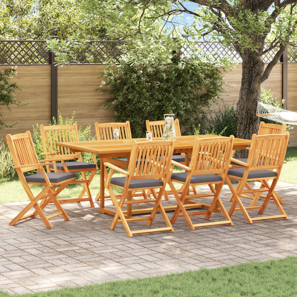 vidaXL Scaun pliant 8 pcs Gri 49 x 57.5 x 92cm Lemn masiv de acacia