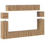vidaXL Set dulap TV 8 piese montat pe perete Stejar artizanal vidaXL Set dulap TV 8 piese montat pe perete Stejar artizanal